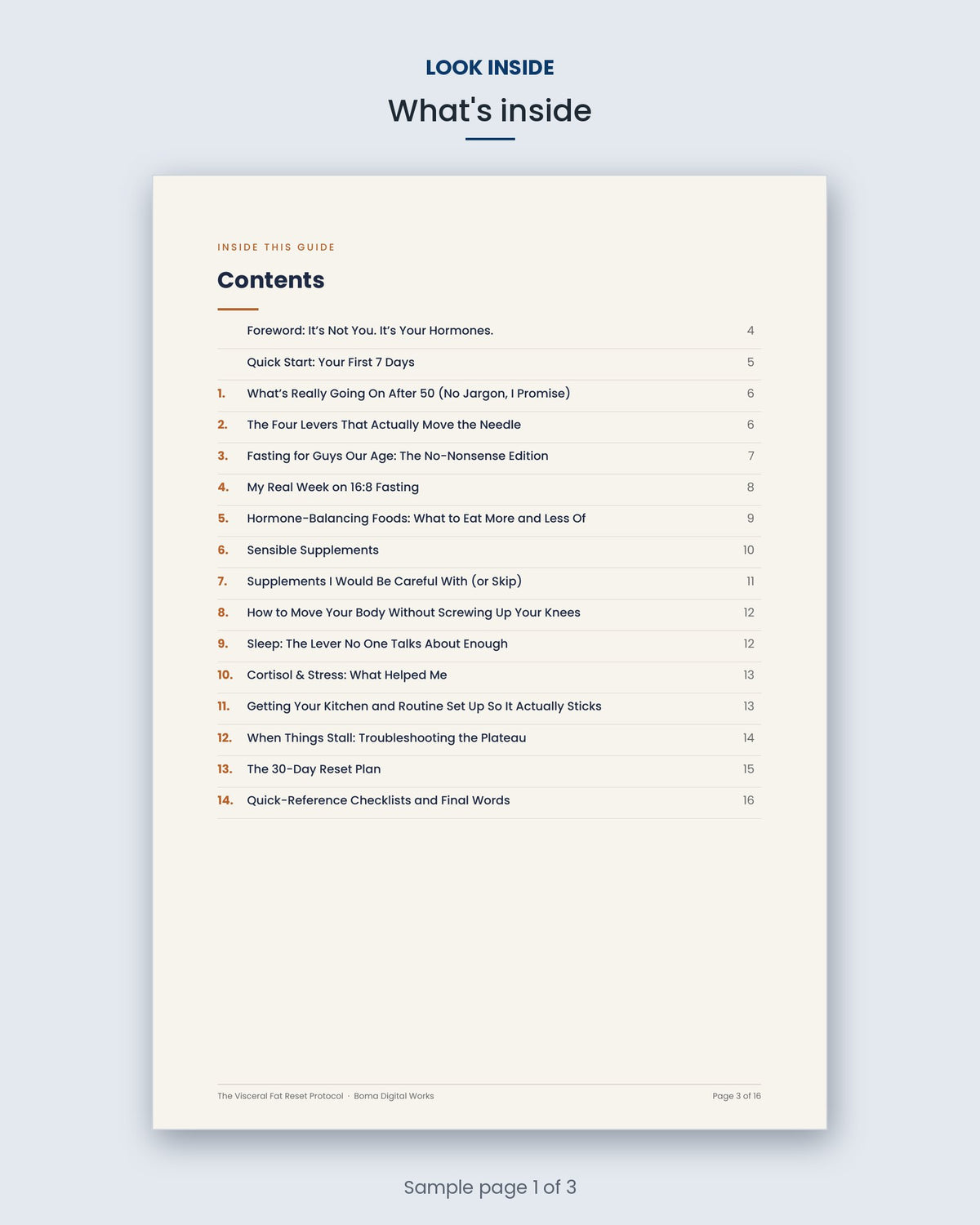 Look inside The Visceral Fat Reset Protocol: contents page