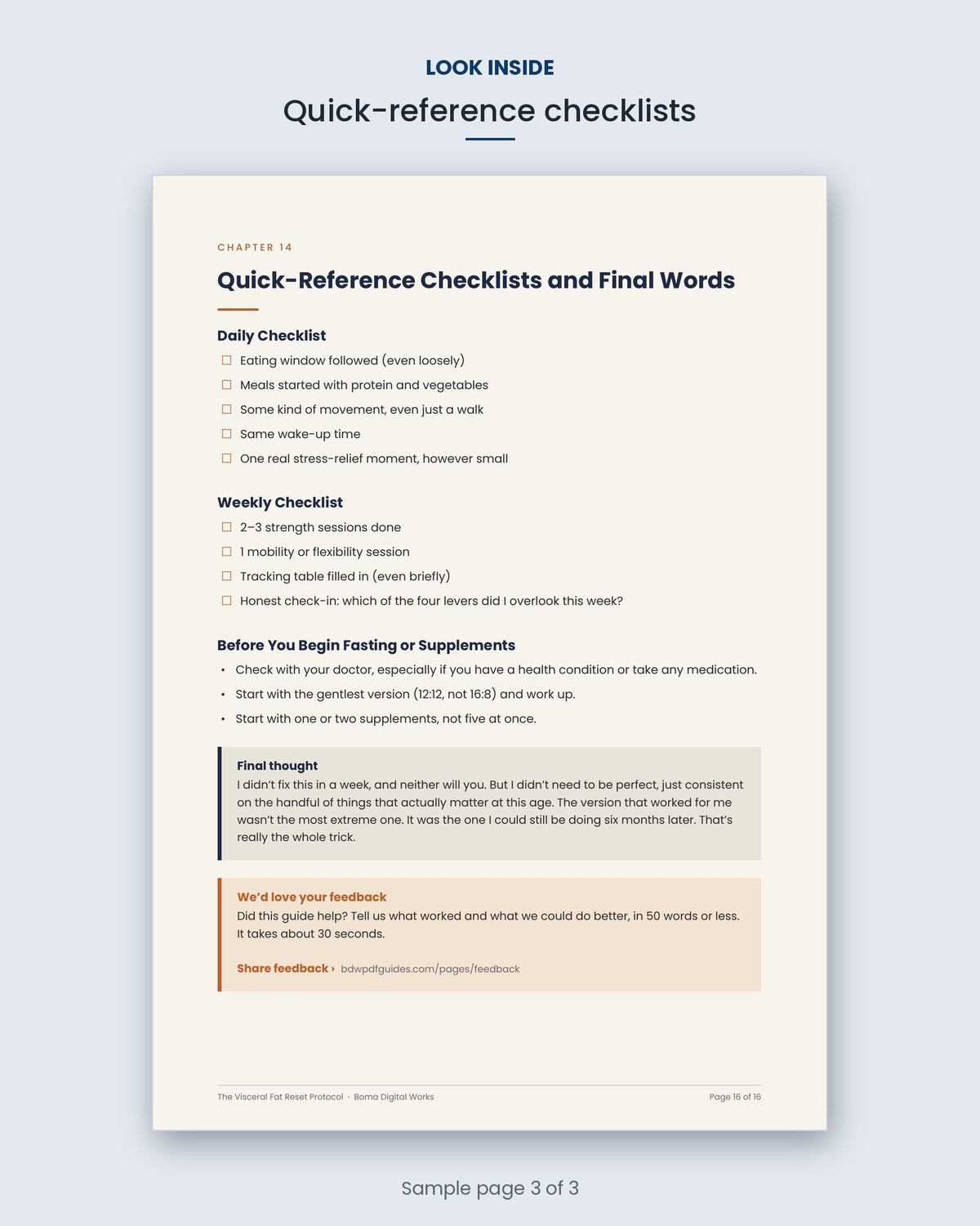 Look inside The Visceral Fat Reset Protocol: quick-reference checklists