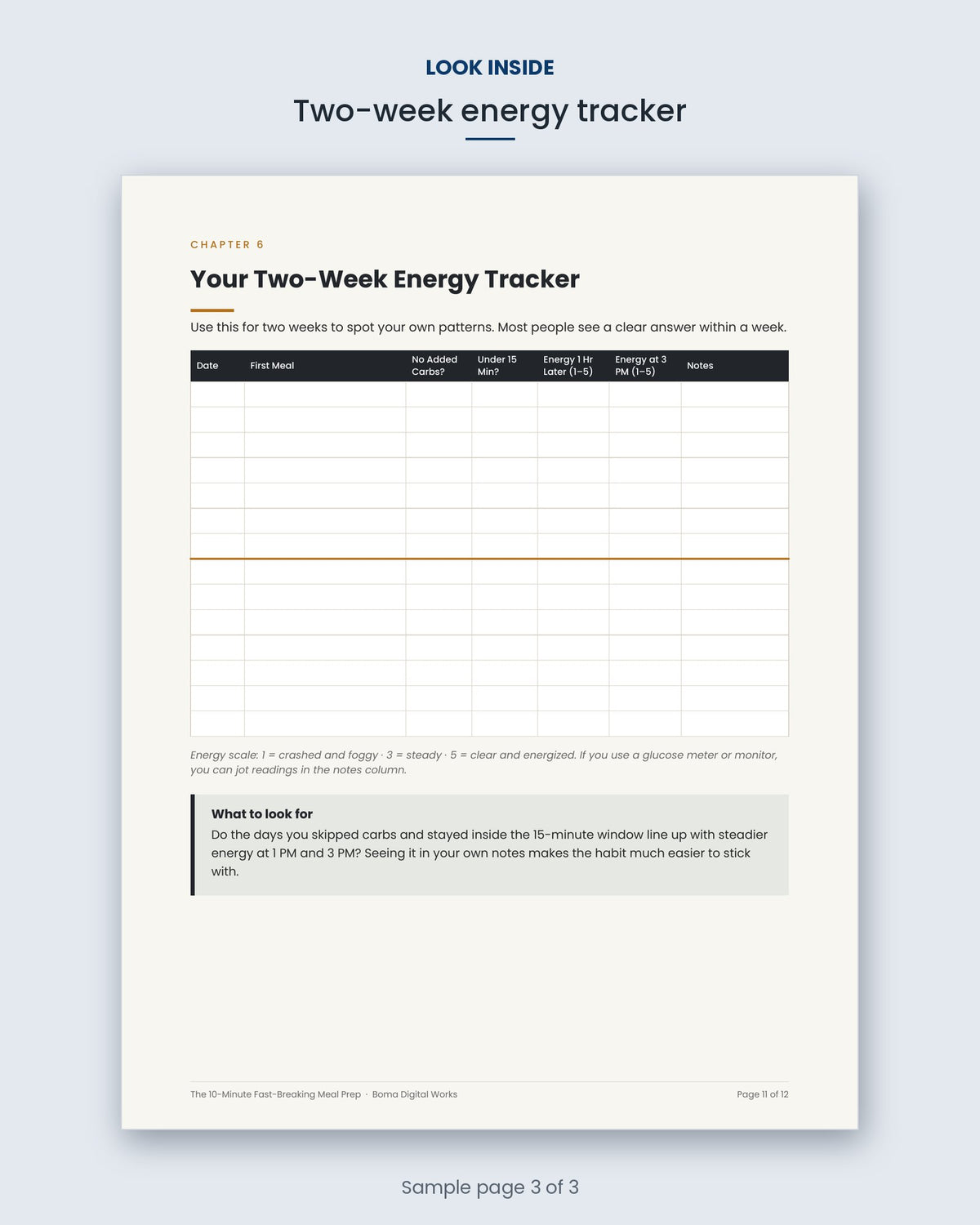 Look inside The 10-Minute Fast-Breaking Meal Prep: two-week energy tracker