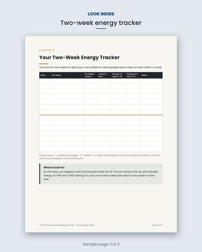 Look inside The 10-Minute Fast-Breaking Meal Prep: two-week energy tracker