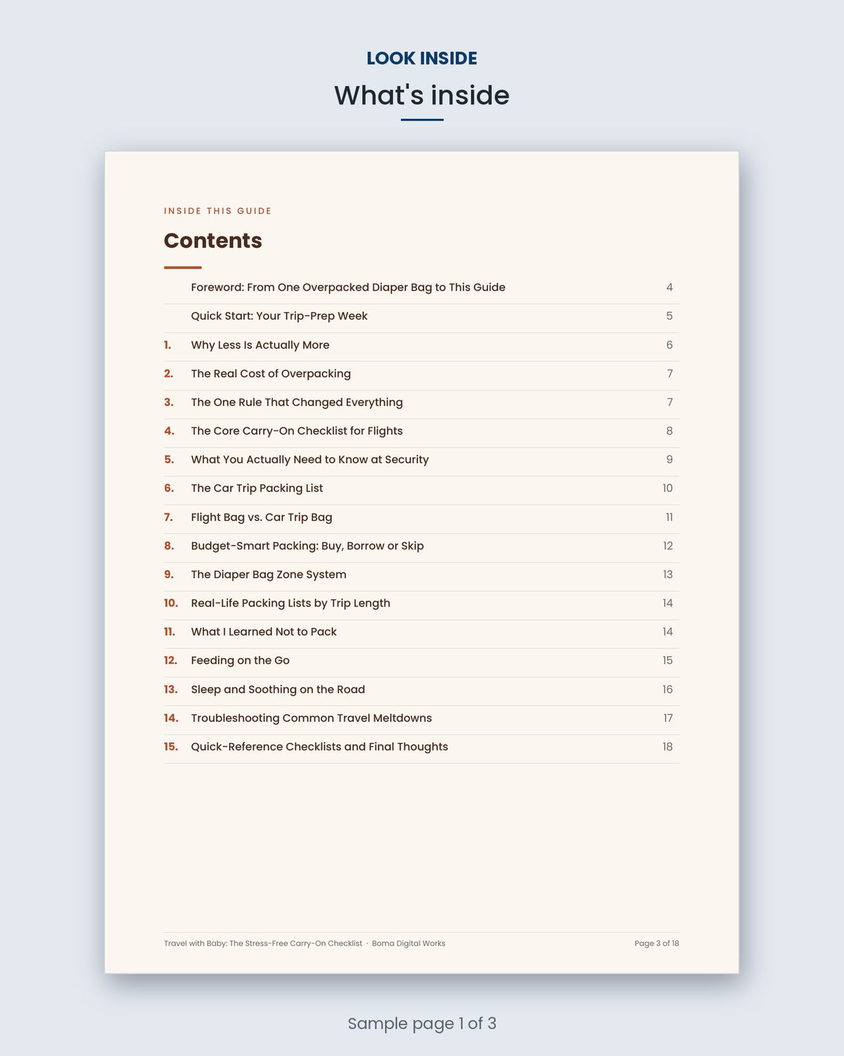 Look inside Travel with Baby: contents page